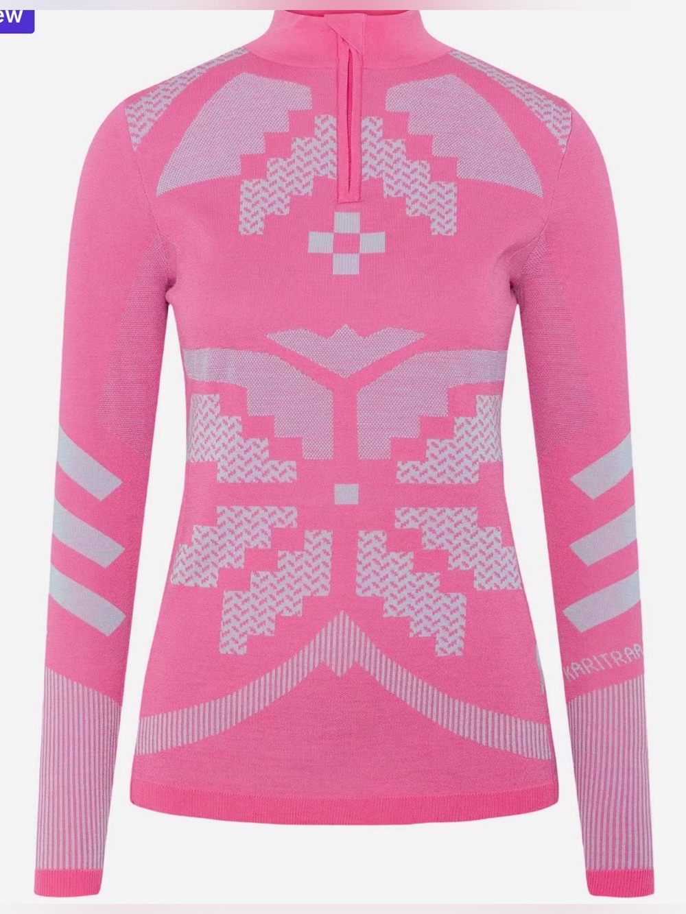 Kari Traa Wool Blend Half Zip Base Layer Top Size Small Pink Orange Nordic Ski